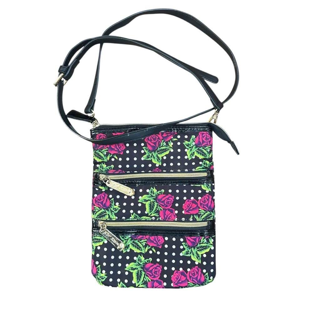 Small Betsey Johnson Black Polka Dot Crossbody Bag